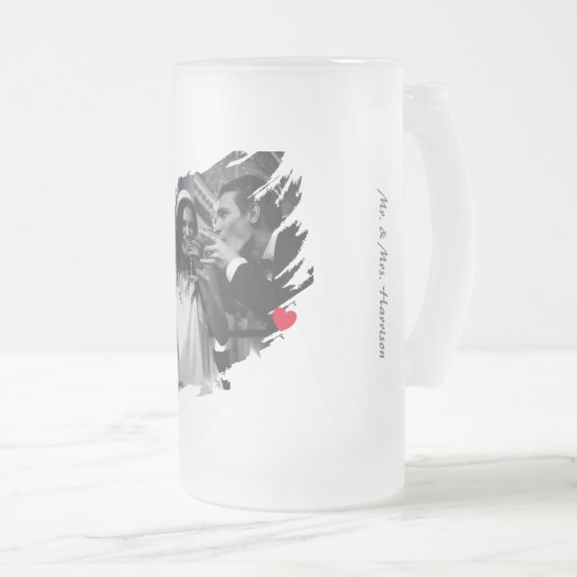 Taza De Cristal Esmerilado Personalizado recién casada Etched Photo Keepsake (Anverso derecho)