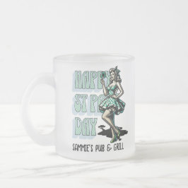 Taza De Cristal Esmerilado Personalizado St Patrick's Day Pinup Chica con Sha