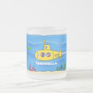 Taza De Cristal Esmerilado Personalizado submarino feliz