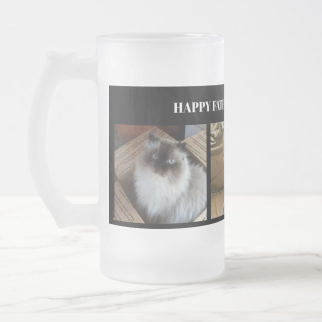 Taza De Cristal Esmerilado Personalizado Tres fotos Feliz Día del Padre Mug (Izquierda)