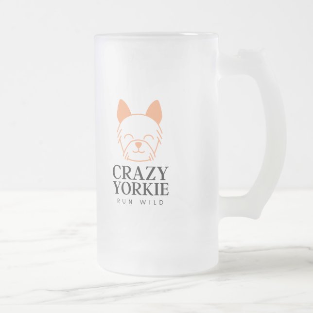 Taza De Cristal Esmerilado Personalizado yorqui loco Frost Beer Mug (Derecha)
