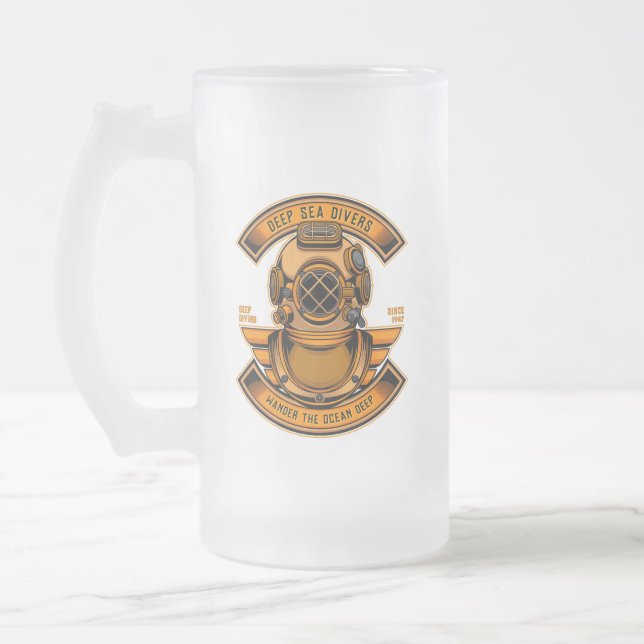 Taza De Cristal Esmerilado Personalizar Deep Sea Divers Buceando Helado Gear  (Izquierda)