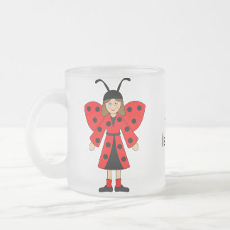 Taza De Cristal Esmerilado Personalizar Yo — Chica con disfraz de Lady Bug