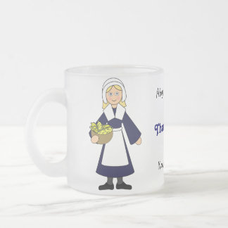 Taza De Cristal Esmerilado Personalizar Yo — Peregrino de Acción de Gracias (