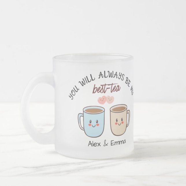 Taza De Cristal Esmerilado Personalized Best-Tea Couple   (Izquierda)
