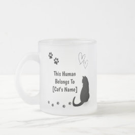Taza De Cristal Esmerilado Personalized Black Cat Frosted Glass Mug