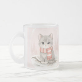 Taza De Cristal Esmerilado Personalized Cute Kitten Winter Mug