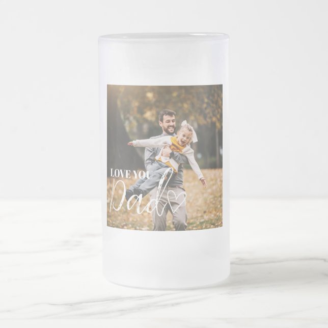 Taza De Cristal Esmerilado Personalized Love You Dad Photo (Centro)