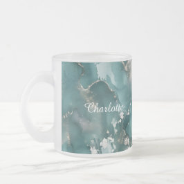 Taza De Cristal Esmerilado Personalized Luxury Marble Pattern Custom Name 