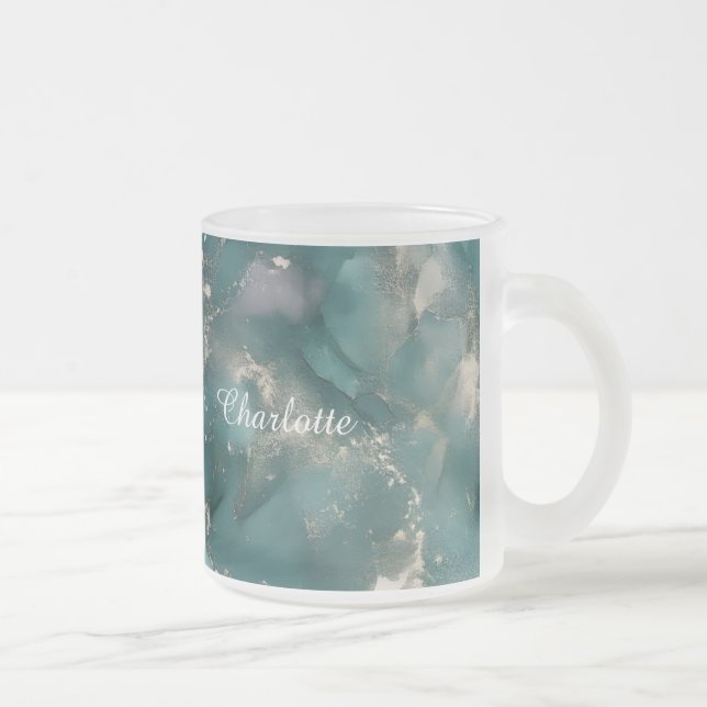 Taza De Cristal Esmerilado Personalized Luxury Marble Pattern Custom Name  (Derecha)