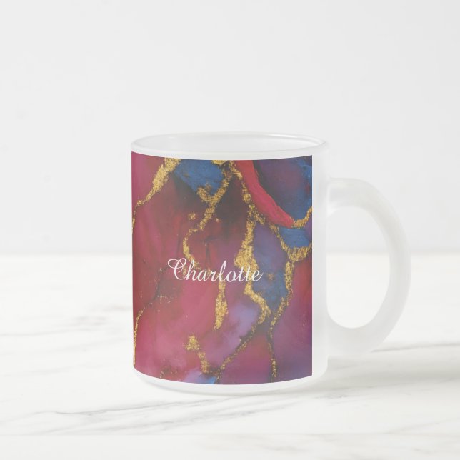 Taza De Cristal Esmerilado Personalized Luxury Marble Pattern Custom Name Mug (Derecha)