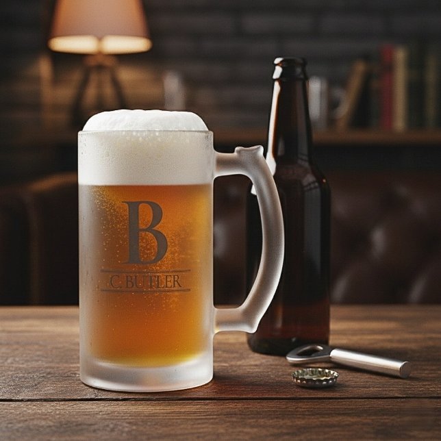 Taza De Cristal Esmerilado Personalized Monogram Initial Custom (Personalized Monogram Initial Custom Frosted Glass Beer Mug)