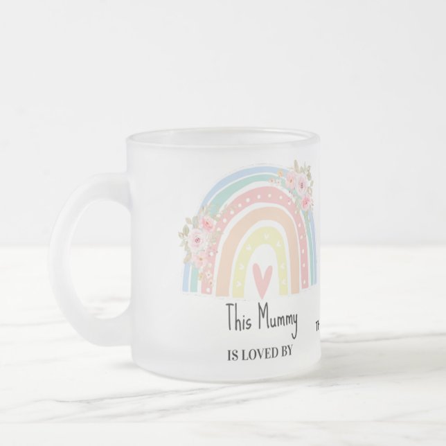 Taza De Cristal Esmerilado Personalized Mum's Rainbow & Floral Name Mug (Izquierda)