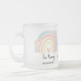 Taza De Cristal Esmerilado Personalized Mum's Rainbow & Floral Name Mug