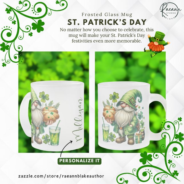Taza De Cristal Esmerilado Personalized St. Patrick's Day Frosted Glass Mug (Subido por el creador)