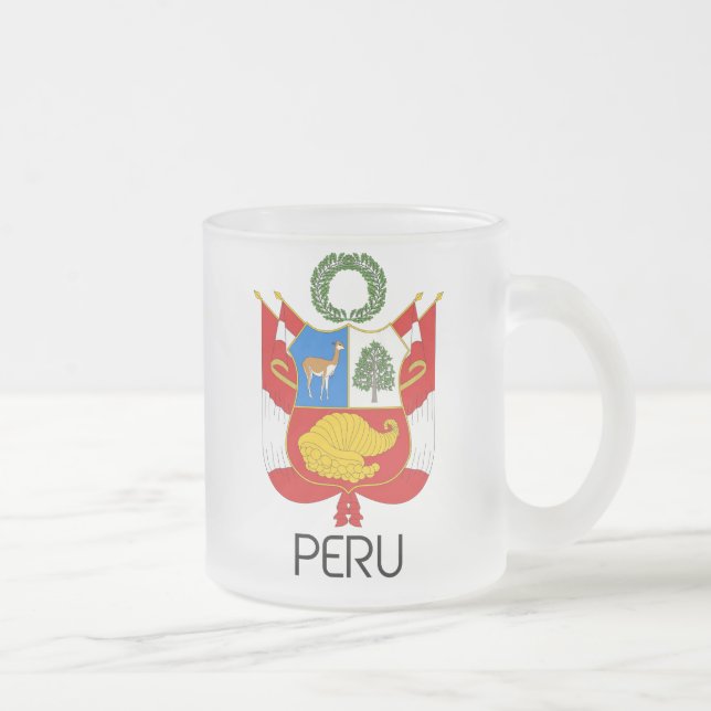 Taza De Cristal Esmerilado PERÚ - emblema/bandera/escudo de armas/símbolo (Derecha)