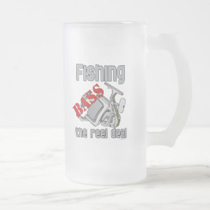 Taza De Cristal Esmerilado Pesca De Bass En El Acuerdo De Los Reel