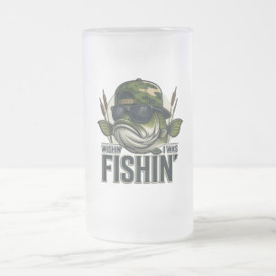 Taza De Cristal Esmerilado Pesca de Lubina Divertida