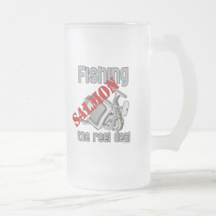 Taza De Cristal Esmerilado Pesca Del Salmón El Camisón De Pesca Del Acuerdo D