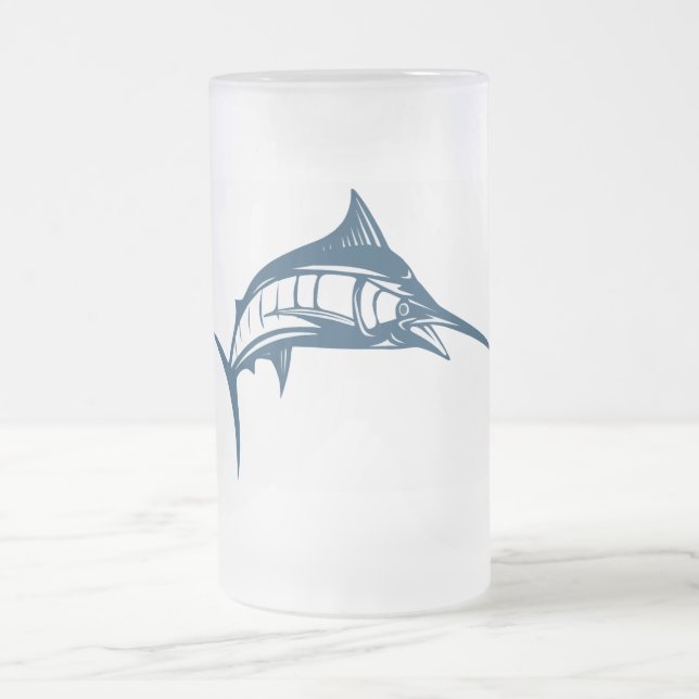 Taza De Cristal Esmerilado Pesca deportiva de pez espada saltando (Centro)