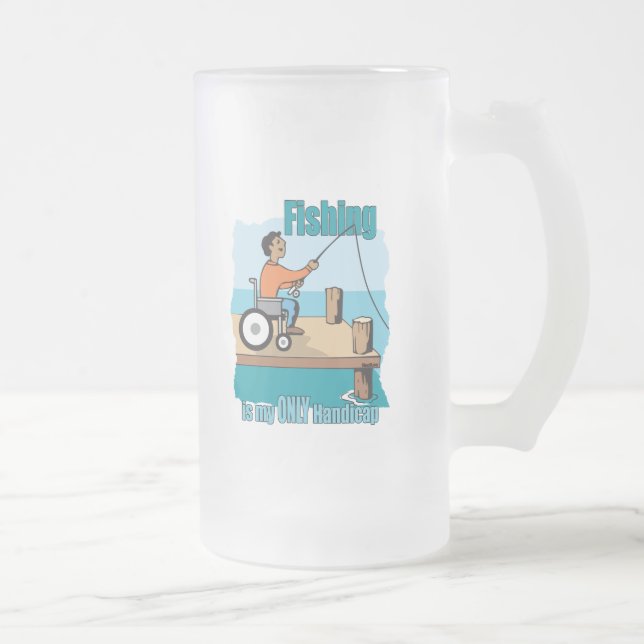 Taza De Cristal Esmerilado Pesca en silla de ruedas de Handicap (Derecha)