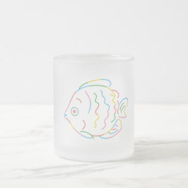 Taza De Cristal Esmerilado Pescado colorido