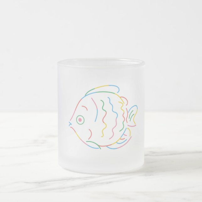 Taza De Cristal Esmerilado Pescado colorido (Centro)