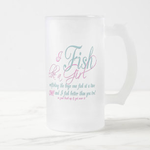 Taza De Cristal Esmerilado Pescado como un engranaje de pesca Chica