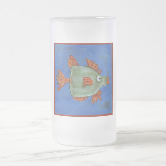 Taza De Cristal Esmerilado Pescados de la botella (Centro)