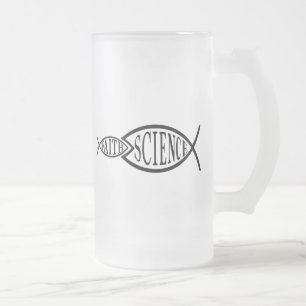 Taza De Cristal Esmerilado Pescados de la fe de los triunfos de la ciencia
