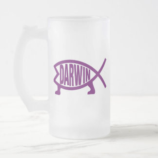 Taza De Cristal Esmerilado Pescados originales de Darwin (violetas)