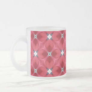 Taza De Cristal Esmerilado Pétalos de Rosa Roja Patrón de Diamante