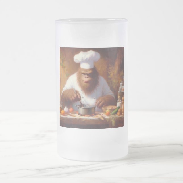 Taza De Cristal Esmerilado Pie grande del chef (Centro)