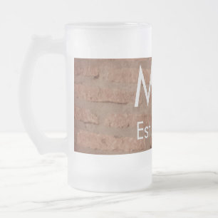 Taza De Cristal Esmerilado Piedra de ladrillo rústico marrón añadir nombre fe