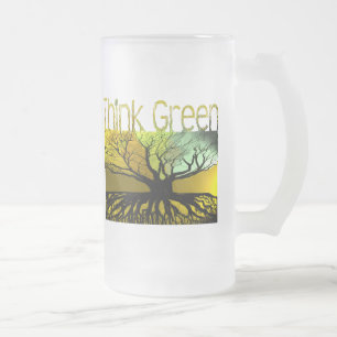 Taza De Cristal Esmerilado Piensa Verde