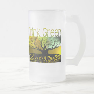 Taza De Cristal Esmerilado Piensa Verde