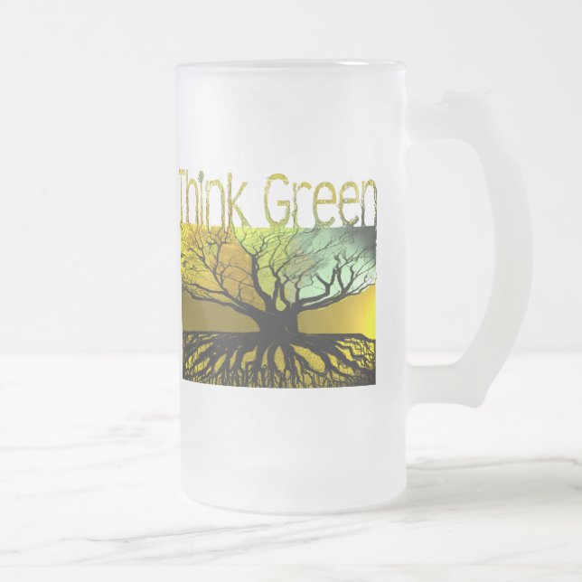 Taza De Cristal Esmerilado Piensa Verde (Derecha)