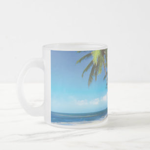 Taza De Cristal Esmerilado Pilar de tiro de playa exótica