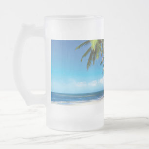 Taza De Cristal Esmerilado Pilar de tiro de playa exótica