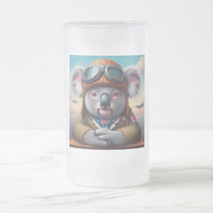 Taza De Cristal Esmerilado Piloto de avión de Koala