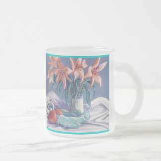 Taza De Cristal Esmerilado Pimientos y Lirios