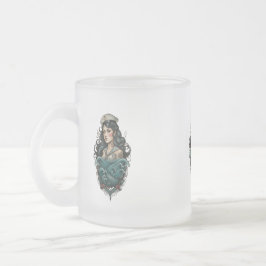 Taza De Cristal Esmerilado pin up girl glass