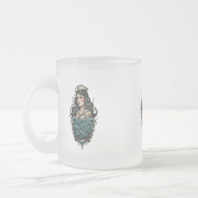 Taza De Cristal Esmerilado pin up girl glass (Izquierda)