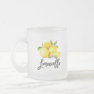 Taza De Cristal Esmerilado Pincel Lemones Limoncello Lemones de vidrio escarc