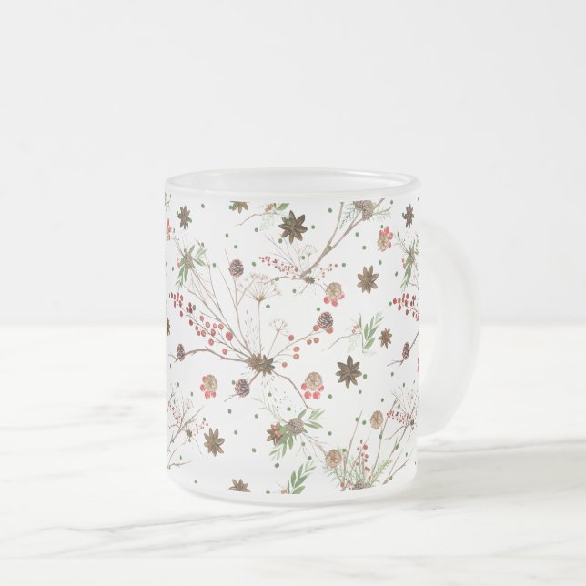 TAZA DE CRISTAL ESMERILADO PINECONE AND BERRIES  (Anverso derecho)