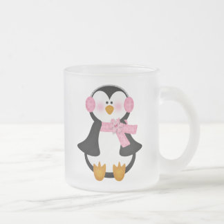 Taza De Cristal Esmerilado pingüino adorable
