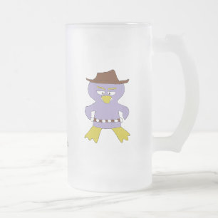 Taza De Cristal Esmerilado Pingüino occidental del dibujo animado