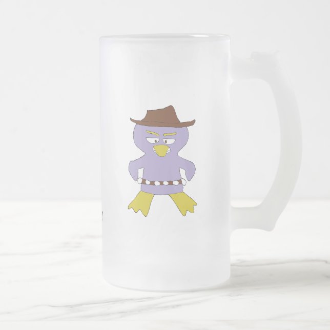 Taza De Cristal Esmerilado Pingüino occidental del dibujo animado (Derecha)