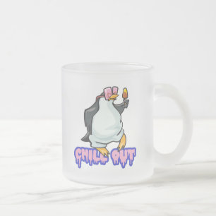 Taza De Cristal Esmerilado pingüino tranquilo