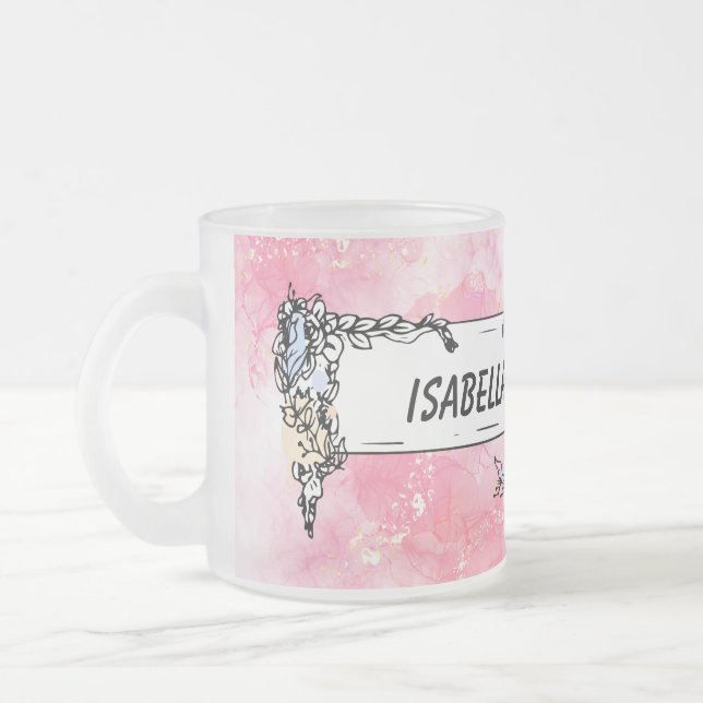 Taza De Cristal Esmerilado Pink Boho minimalist Ephemera ornament (Izquierda)